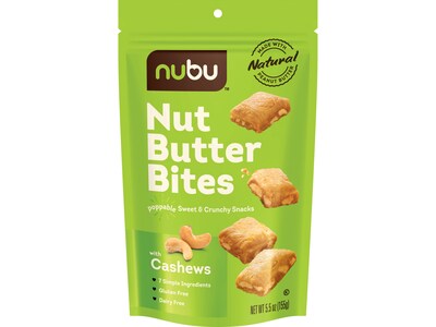 Nubu Gluten Free Nut Butter Bites with Cashews Nutrition Bar, 5.5 oz., 6 Bars/Box (NU65350)