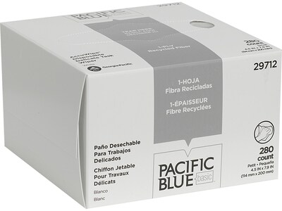 Pacific Blue Basic AccuWipe Fiber Wipers, White, 280/Pack, 60 Packs/Carton (29712CT)