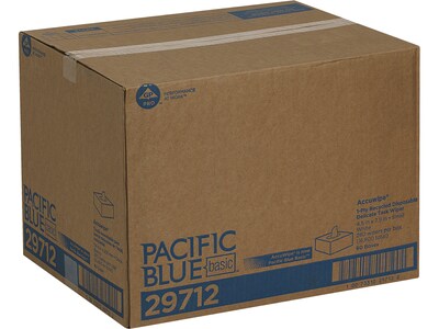 Pacific Blue Basic AccuWipe Fiber/Bagasse Cleaning Wipers, 7.9" x 4.5", White, 280 Wipers/Box, 60/Carton (29712CT)