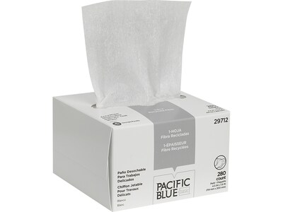 Pacific Blue Basic AccuWipe Fiber/Bagasse Cleaning Wipers, 7.9" x 4.5", White, 280 Wipers/Box, 60/Carton (29712CT)