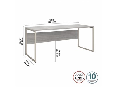 Bush Business Furniture Hybrid 72"W Computer Table Desk with Metal Legs, Platinum Gray (HYD373PG)