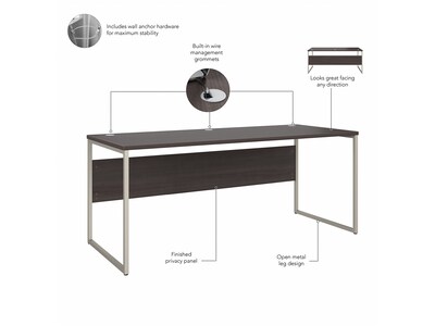 Bush Business Furniture Hybrid 72"W Computer Table Desk with Metal Legs, Storm Gray (HYD373SG)