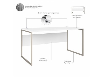 Bush Business Furniture Hybrid 60"W Computer Table Desk with Metal Legs, White (HYD360WH)