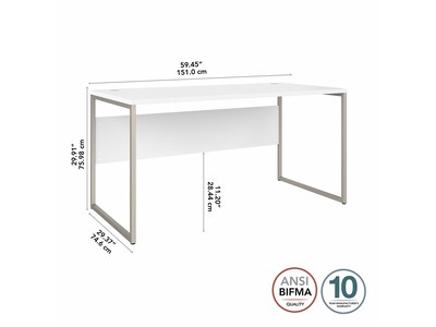 Bush Business Furniture Hybrid 60"W Computer Table Desk with Metal Legs, White (HYD360WH)