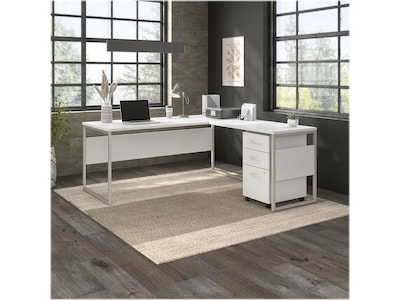 Bush Business Furniture Hybrid 60"W Computer Table Desk with Metal Legs, White (HYD360WH)