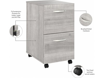 Bush Business Furniture Hybrid 2-Drawer Mobile Vertical File Cabinet, Letter/Legal Size, Lockable, Platinum Gray (HYF116PGSU-Z)