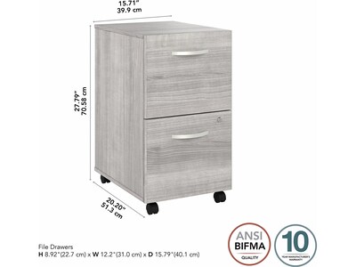 Bush Business Furniture Hybrid 2-Drawer Mobile Vertical File Cabinet, Letter/Legal Size, Lockable, Platinum Gray (HYF116PGSU-Z)