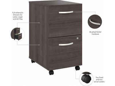 Bush Business Furniture Hybrid 2-Drawer Mobile Vertical File Cabinet, Letter/Legal Size, Lockable, Storm Gray (HYF116SGSU-Z)