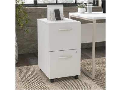 Bush Business Furniture Hybrid 2-Drawer Mobile Vertical File Cabinet, Letter/Legal Size, Lockable, White (HYF116WHSU-Z)