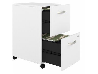 Bush Business Furniture Hybrid 2-Drawer Mobile Vertical File Cabinet, Letter/Legal Size, Lockable, White (HYF116WHSU-Z)