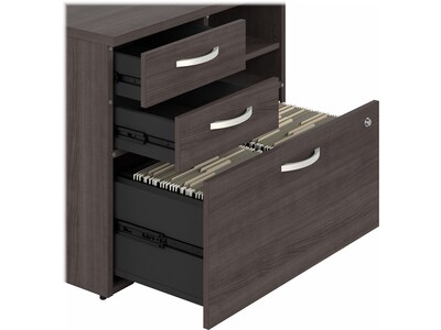 Bush Business Furniture Hybrid 2-Drawer Lateral File Cabinet with Shelves, Letter/Legal, Storm Gray, 36" (HYB018SGSU)