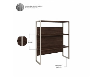 Bush Business Furniture Hybrid 2-Drawer Lateral File Cabinet with Shelves, Letter/Legal, Black Walnut, 36" (HYB018BWSU)