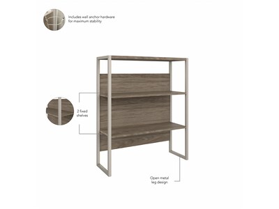 Bush Business Furniture Hybrid 2-Drawer Lateral File Cabinet with Shelves, Letter/Legal, Modern Hickory, 36" (HYB018MHSU)