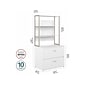 Bush Business Furniture Hybrid 2-Drawer Lateral File Cabinet with Shelves, Letter/Legal, White, 36" (HYB018WHSU)