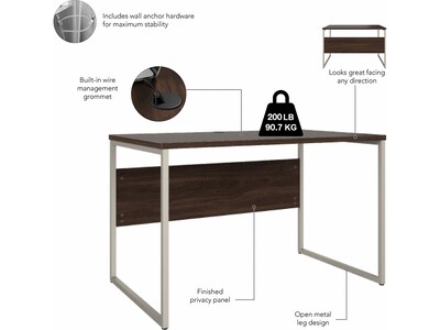 Bush Business Furniture Hybrid 48"W Computer Table Desk with Metal Legs, Black Walnut (HYD248BW)