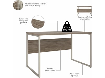 Bush Business Furniture Hybrid 48"W Computer Table Desk with Metal Legs, Modern Hickory (HYD248MH)