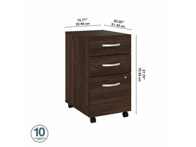 Bush Business Furniture Hybrid 3-Drawer Mobile Vertical File Cabinet, Letter/Legal Size, Lockable, Black Walnut (HYF216BWSU-Z)