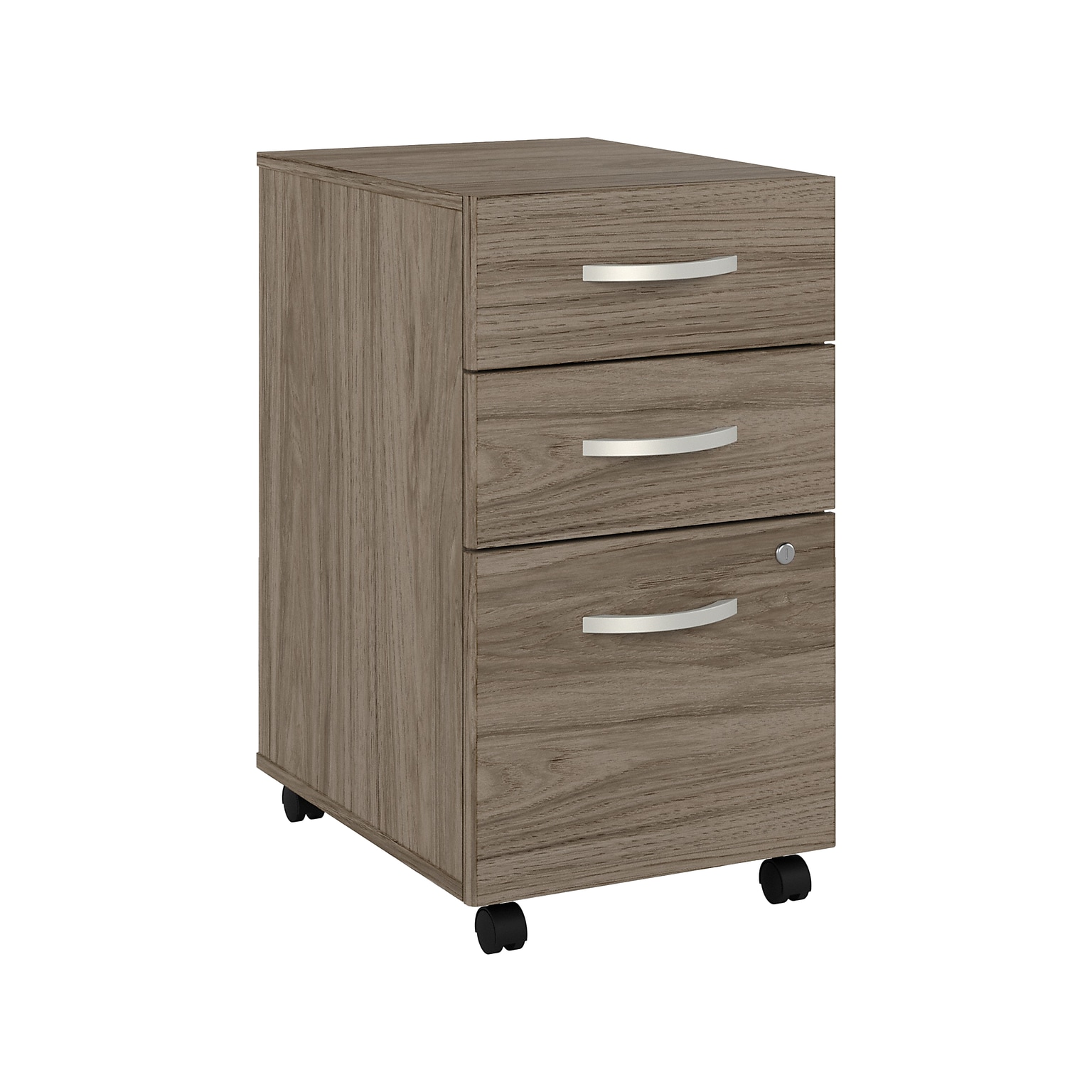 Bush Business Furniture Hybrid 3-Drawer Mobile Vertical File Cabinet, Letter/Legal Size, Lockable, Modern Hickory (HYF216MHSU-Z)