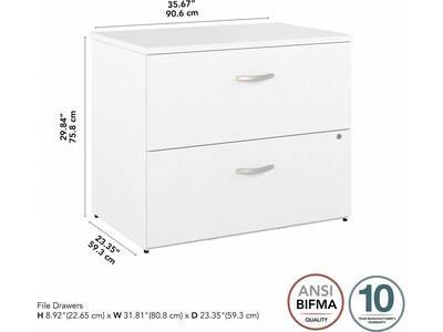 Bush Business Furniture Hybrid 2-Drawer Lateral File Cabinet, Letter/Legal, White, 36" (HYF136WHSU-Z)