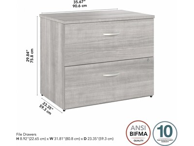 Bush Business Furniture Hybrid 2-Drawer Lateral File Cabinet, Letter/Legal, Platinum Gray, 36" (HYF136PGSU-Z)