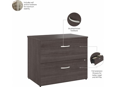 Bush Business Furniture Hybrid 2-Drawer Lateral File Cabinet, Letter/Legal, Storm Gray, 36" (HYF136SGSU-Z)