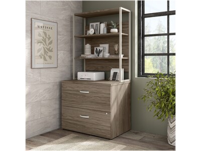 Bush Business Furniture Hybrid 2-Drawer Lateral File Cabinet, Letter/Legal, Modern Hickory, 36" (HYF136MHSU-Z)