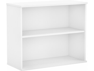 Bush Business Furniture Hybrid 29H 2-Shelf Bookcase with Adjustable Shelf, White Laminated Wood (HY