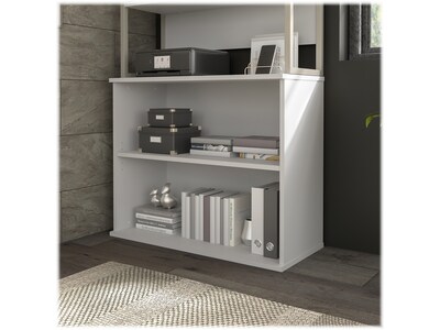 Bush Business Furniture Hybrid 29H 2-Shelf Bookcase with Adjustable Shelf, White Laminated Wood (HY