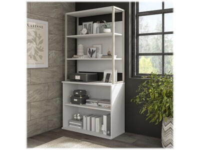 Bush Business Furniture Hybrid 29"H 2-Shelf Bookcase with Adjustable Shelf, White Laminated Wood (HY3036WH-Z)