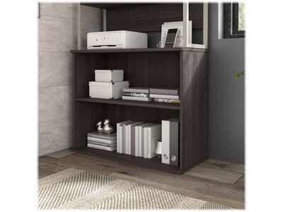 Bush Business Furniture Hybrid 29H 2-Shelf Bookcase with Adjustable Shelf, Storm Gray Laminated Woo