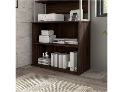 Bush Business Furniture Hybrid 29H 2-Shelf Bookcase with Adjustable Shelf, Black Walnut Laminated W