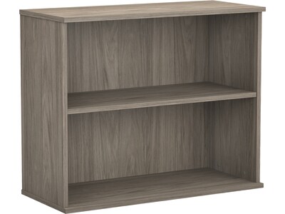 Bush Business Furniture Hybrid 29H 2-Shelf Bookcase with Adjustable Shelf, Modern Hickory Laminated