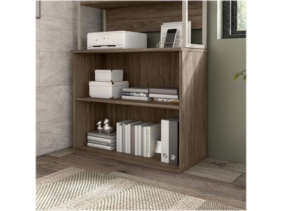 Bush Business Furniture Hybrid 29H 2-Shelf Bookcase with Adjustable Shelf, Modern Hickory Laminated