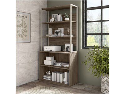 Bush Business Furniture Hybrid 29"H 2-Shelf Bookcase with Adjustable Shelf, Modern Hickory Laminated Wood (HY3036MH-Z)