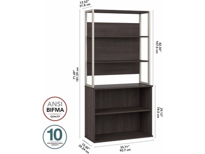 Bush Business Furniture Hybrid 4-Shelf 71"H Tall Etagere Bookcase, Storm Gray (HYB023SG)