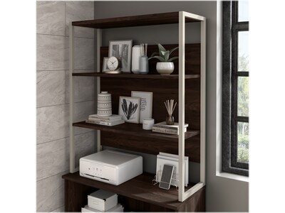 Bush Business Furniture Hybrid 71H 4-Shelf Etagere Bookcase with Adjustable Shelf, Black Walnut (HY