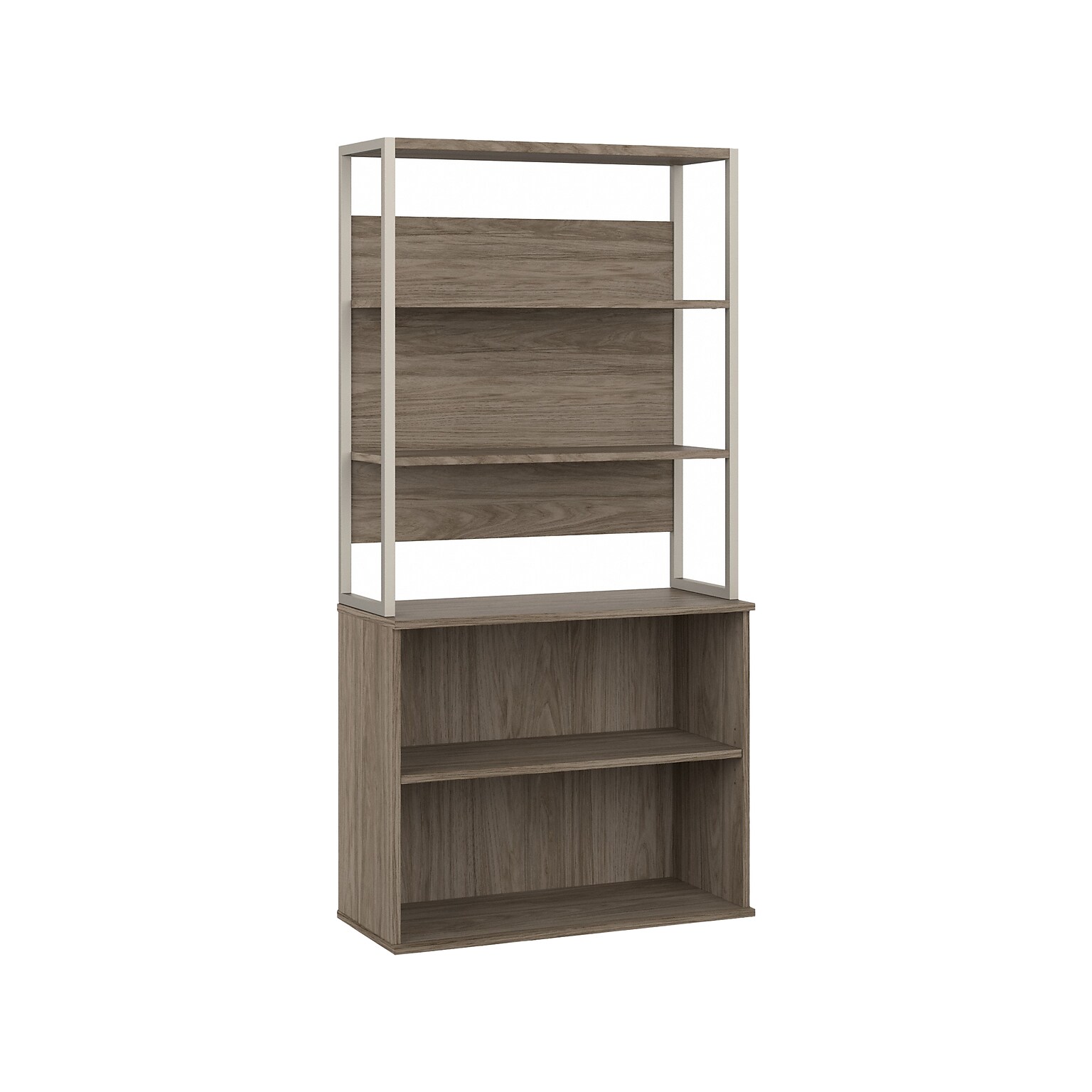 Bush Business Furniture Hybrid 71H 4-Shelf Etagere Bookcase with Adjustable Shelf, Modern Hickory (HYB023MH)