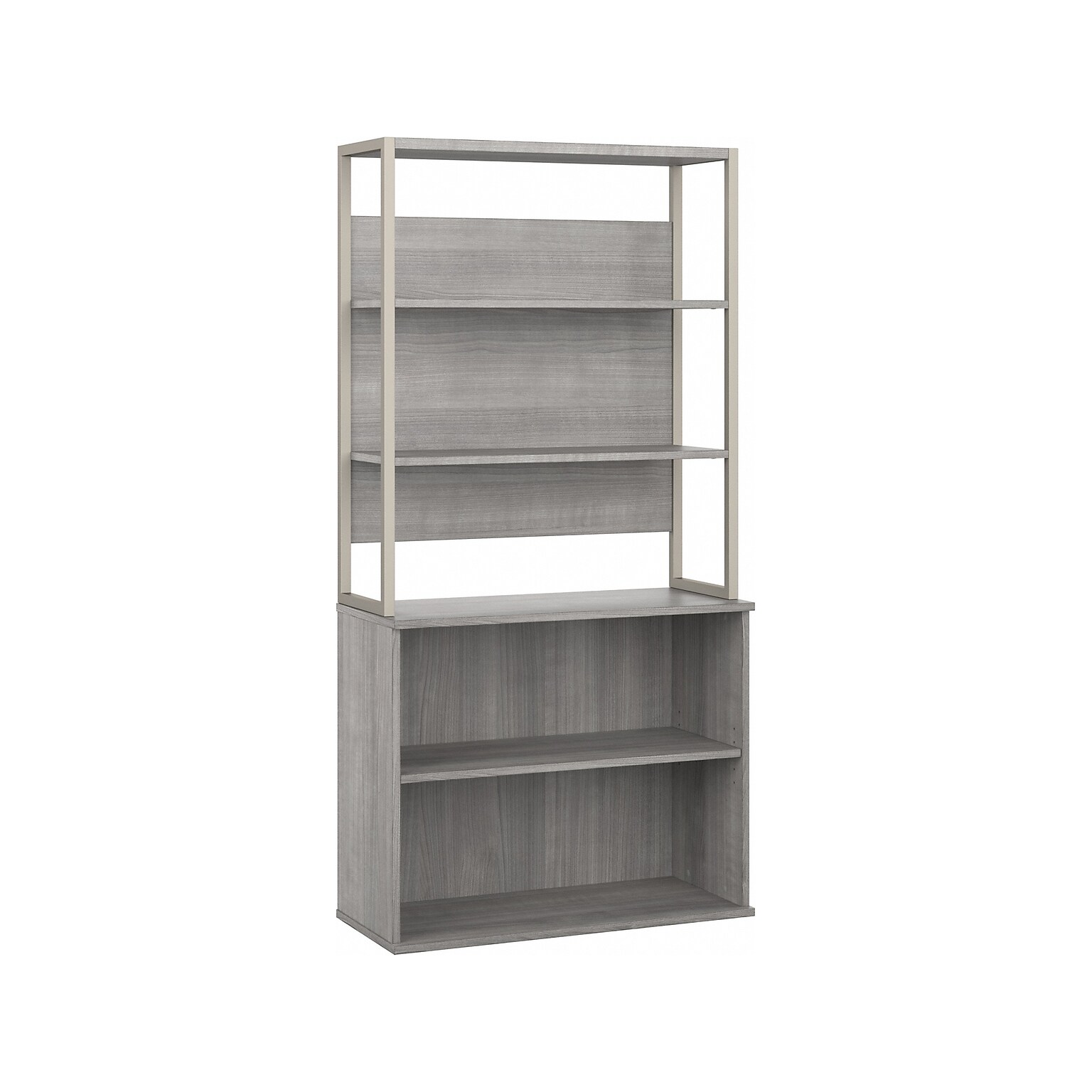 Bush Business Furniture Hybrid 71H 4-Shelf Etagere Bookcase with Adjustable Shelf, Platinum Gray (HYB023PG)