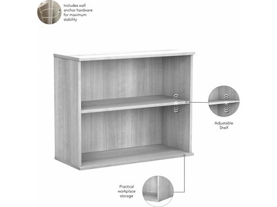 Bush Business Furniture Hybrid 71"H 4-Shelf Etagere Bookcase with Adjustable Shelf, Platinum Gray (HYB023PG)