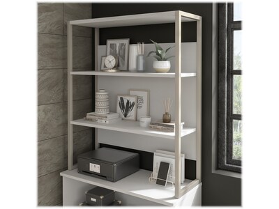 Bush Business Furniture Hybrid 71H 4-Shelf Etagere Bookcase with Adjustable Shelf, White (HYB023WH)