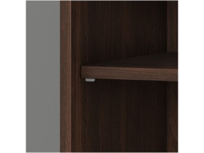 Bush Business Furniture Hybrid 73"H 5-Shelf Bookcase with Doors, Black Walnut Laminated Wood (HYB024BW)
