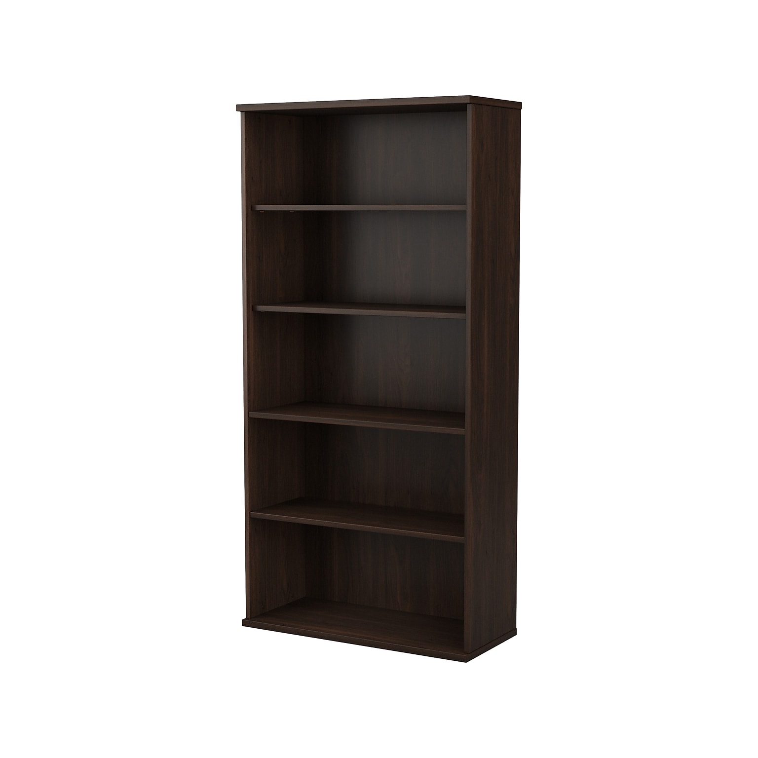 Bush Business Furniture Hybrid 73H 5-Shelf Bookcase with Adjustable Shelves, Black Walnut Laminated Wood (HYB136BW-Z)
