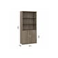 Bush Business Furniture Hybrid 73"H 5-Shelf Bookcase with Doors, Modern Hickory Laminated Wood (HYB024MH)