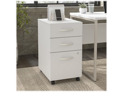 Bush Business Furniture Hybrid 3-Drawer Mobile Vertical File Cabinet, Letter/Legal Size, Lockable, White (HYF216WHSU-Z)