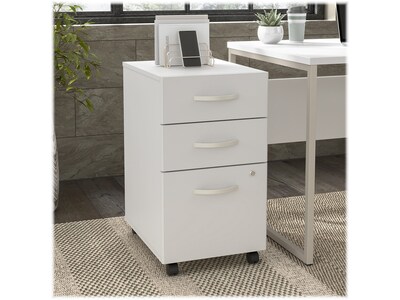 Bush Business Furniture Hybrid 3-Drawer Mobile Vertical File Cabinet, Letter/Legal Size, Lockable, White (HYF216WHSU-Z)