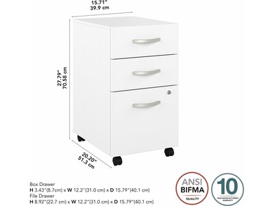 Bush Business Furniture Hybrid 3-Drawer Mobile Vertical File Cabinet, Letter/Legal Size, Lockable, White (HYF216WHSU-Z)