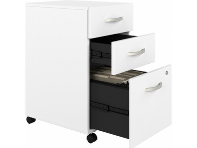 Bush Business Furniture Hybrid 3-Drawer Mobile Vertical File Cabinet, Letter/Legal Size, Lockable, White (HYF216WHSU-Z)