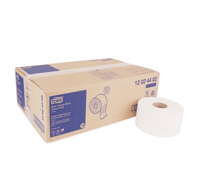 Tork Advanced Mini-Jumbo Roll Bath Tissue, Septic Safe, 2-Ply, White, 3.48 x 751 ft, 12 Rolls/CT