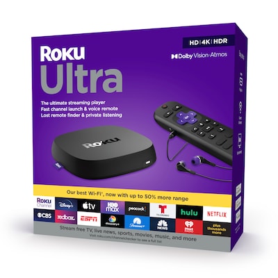 Roku Ultra 4800R Streaming Device HD/4K/HDR/Dolby Vision with Dolby Atmos, Bluetooth Streaming, and Roku Voice Remote, Black