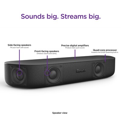 Roku Streambar 4K/HD/HDR Streaming Media Player & Premium Audio, All In One (9102R)